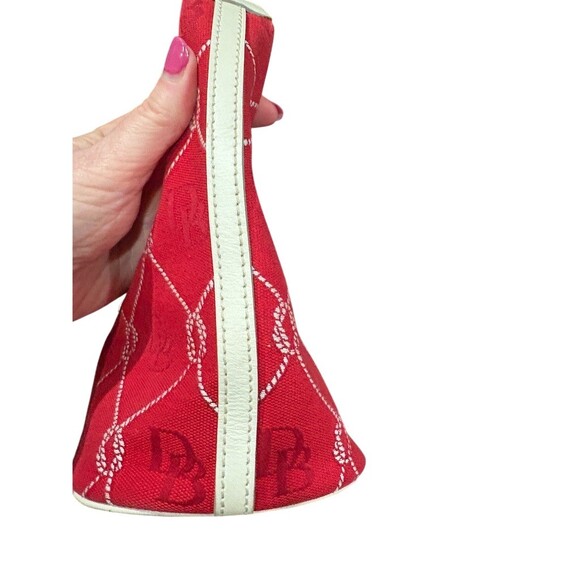 Dooney & Bourke Hobo Shoulder Bag Womens Small Red White Logo Tassel Zip - Picture 4 of 9